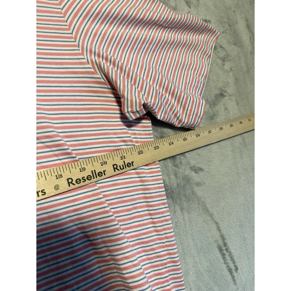 Men's Polo Pink White Blue Stripe Golf Ralph Lauren Shirt Pima Cotton Size Large